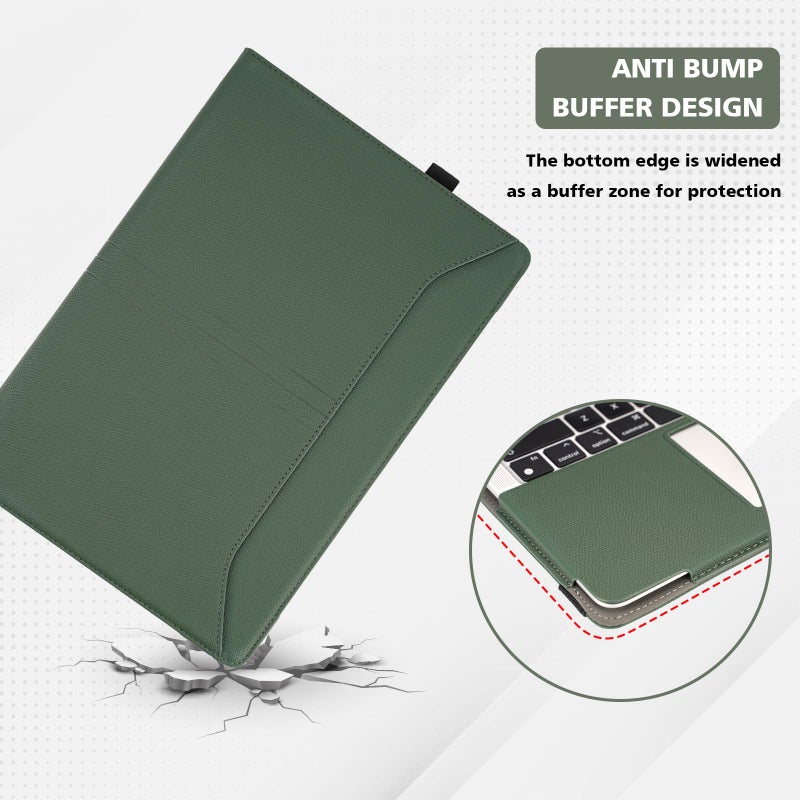TT TYTX TYTX MacBook Pro Case 13 Inch, PU Leather Laptop Case with Vents and Stand Function, Green - Image 4